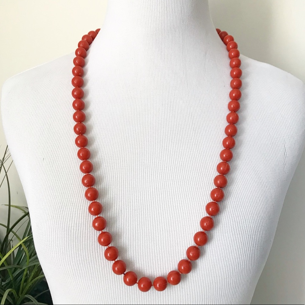 Pretty Vintage Burnt Orange Beaded Necklace